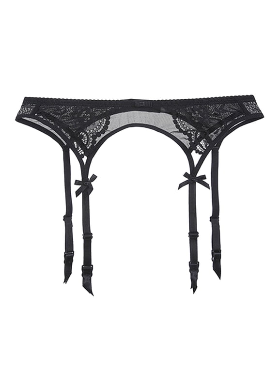Clothing 2025 Women's Mysterious Fashion Black 4 Vintage Metal Clips Garter Belts for Stockings