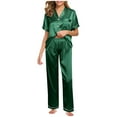 thumbnail image 1 of Summer Savings Clearance Women's Pajama Set, 2 Piece Lounge Outfits V Neck Y2K Sleep Set Fall Long Sleeve Long Pants With Pockets Pjs Set, 1 of 7
