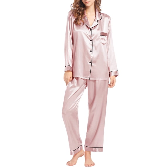Clothing 2025 Women's Pajama Set, 2 Piece Lounge Outfits V Neck Y2K Sleep Set Fall Long Sleeve Long Pants With Pockets Pjs Set