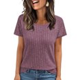 thumbnail image 1 of Women's Plus Size Tops Short Sleeve Shirts Solid Color Round Neck Lace Patchwork Striped Tunic Causal Tee Blouses, 1 of 6