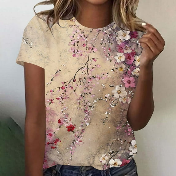Summer Savings! Shirts for Women Short Sleeve Trendy Womens T Shirts Cotton T Shirts for Women Graphic Tee Shirts