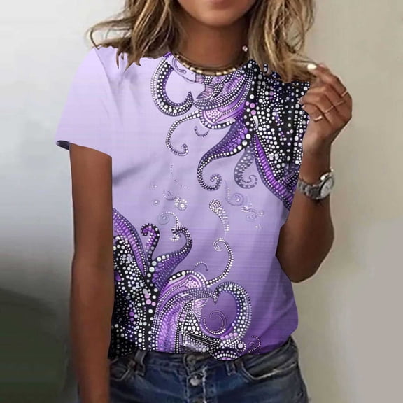 Women's Short Sleeve Tops Casual Tshirts Shirts Printed Tees Tshirts for Women Summer