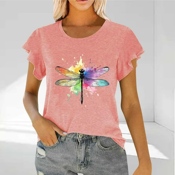 Women's Short Sleeve Tops Cotton Vneck Tshirts Shirts Floral Shirts Tops for Women Dressy Summer