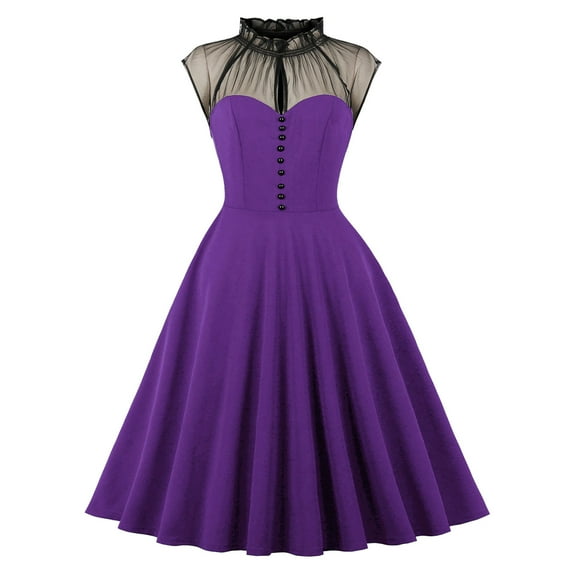 Summer Savings Clearance!Women's Vintage 1950s Dress Retro Polka Dot 50s 60s Halter Dress Hepburn Cocktail Swing Party Dresses Gowns