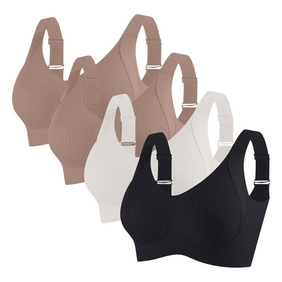Womens 4 Pack Sports Bra, Sports Bras for Women Full Coverage Sports Bra Seamless Padded Sports Bra Yoga Bras Workout Bra Activewear Bra M-4XL