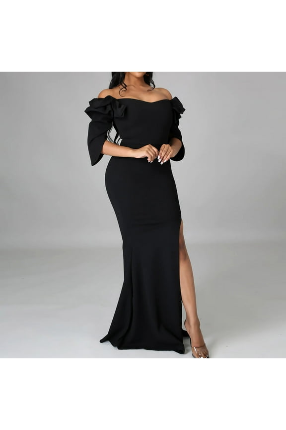 Womens Casual Sundress Dresses Tank Top Dress for Beach Women's Color Long Dress Off Shoulder Sexy Split V-Neck Dress Gift for Women, S-XL