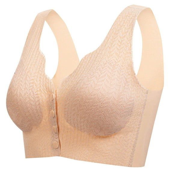 Womens Front Closure Bra, Front Closing Bras for Women Seamless Wireless Comfort Supportive No Underwire Convenient Mastectomy Bralettes Full Coverage M-3XL