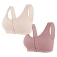 thumbnail image 1 of Womens Front Closure Bras, 2 Pack Daisy Bras for Women Plus Size Bras Front Closing Bras No Underwire Full Coverage Bralettes Everyday Wear Ribbed Bras S-5XL, 1 of 2