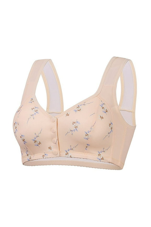 Womens Front Closure Seamless Bras for Women Front Closing Full Coverage Everyday Bra with Wide Strap Floral Daisy Bras 36/S-52/6XL