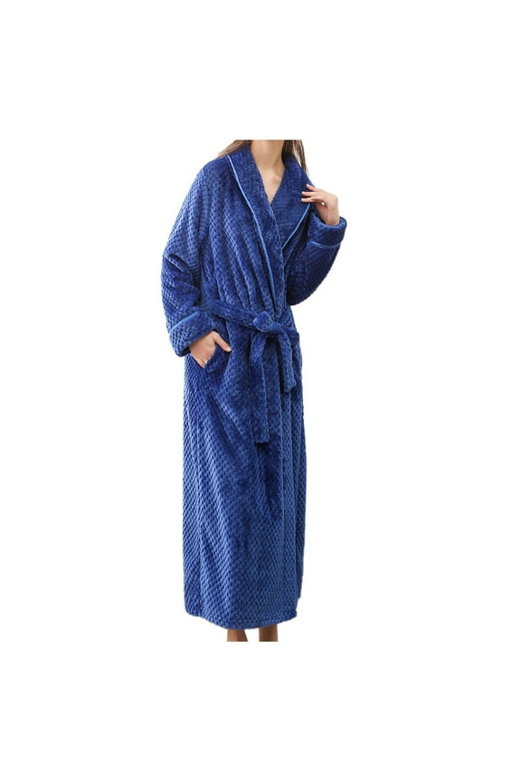 Underwear Under $10 Women's Robe Bathrobe Solid Coat Sleeved Long Clothes Winter Lengthened Splicing Home Color