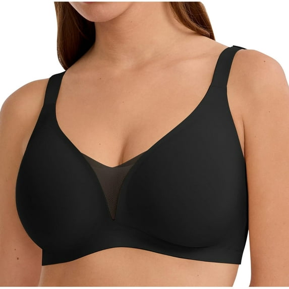 Womens Mesh Everyday Bras, Wireless Bras for Women No Underwire Supportive Mesh Crossover Bra Seamless Push Up Full Coverage Everyday Bralettes M-3XL