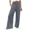 thumbnail image 1 of Womens Palazzo Pants Elastic High Waist Stretch Trousers Casual Loose Baggy Pajama Lounge Pants, 1 of 8