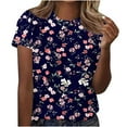 thumbnail image 1 of Womens Short Sleeve T Shirts V Neck T Shirts Cotton Printed T Shirts Plus Size Blouses Summer, 1 of 6
