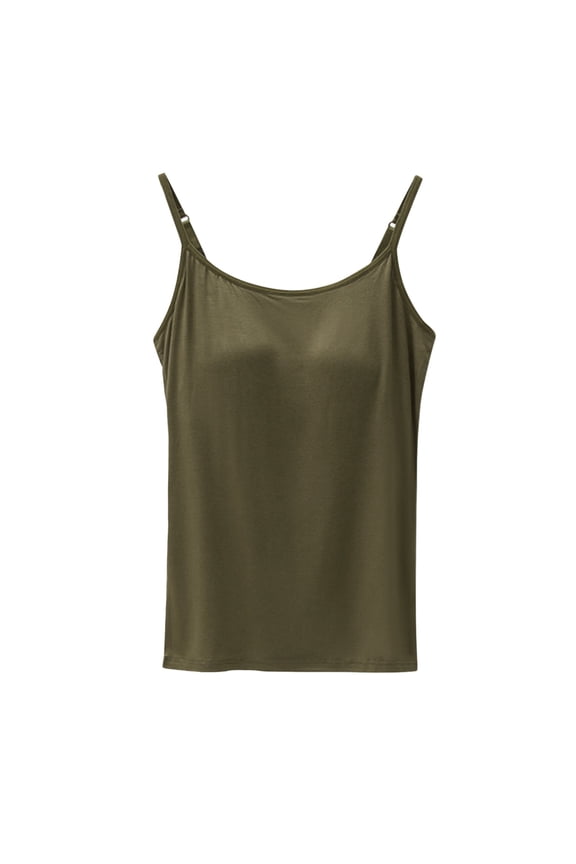 Clothing 2025 Womens Tops - Scoop Neck Cami - Tank Top for Women, Camisole for Women, Tummy Control Shapewear Womens' Sports Bra Longline Wirefree Padded with Medium Support