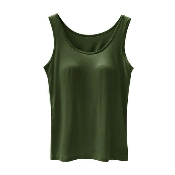 Clothing 2025 Womens Tops - Scoop Neck Cami - Tank Top for Women, Camisole for Women, Tummy Control Shapewear Womens' Sports Bra Longline Wirefree Padded with Medium Support