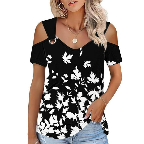 Summer Savings! Womens Tops Short Sleeve Crew Neck Vintage Tshirts Shirts for Women T Shirts for Women Graphic Tops for Women Trendy