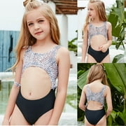 Summer Savings Clearance! YOTAMI Girls Two-Piece Swimsuits Summer Bathing Suit, Sizes 6-7 Years