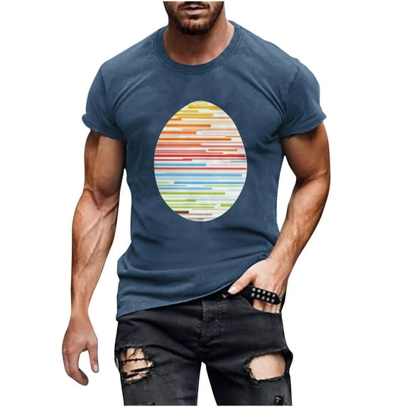 Summer Savings Clearance! Yievot Mens Oversized Easter Day Shirt Clothing Funny Eggs Printed Casual Short Sleeve Hawaiian Men's Shirts Clothing