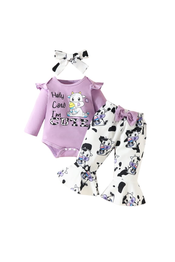 Yievot Spring Fall Girls Outfits Valentine's Day Long Sleeve Printed Baby Set Clothes Girl Kids Outfits With Headband 3-18 Months
