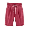 thumbnail image 1 of Yievot Women's Summer Casual Long Shorts Drawstring Elastic Waist Athletic Workout Shorts with Pockets, 1 of 5