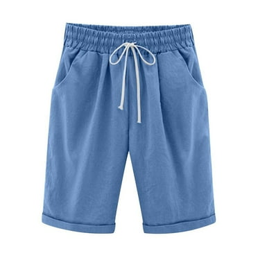 Summer Savings Clearance! Yievot Women's Summer Casual Long Shorts Drawstring Elastic Waist Athletic Workout Shorts with Pockets