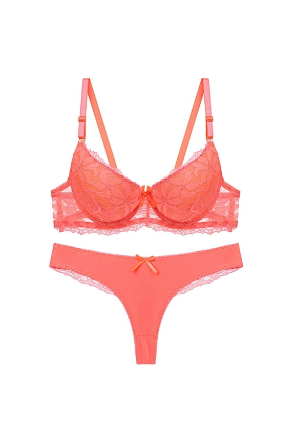 Bra and Panty Sets for Women - Seamless Bralettes Lace Lingerie Sexy Comfortable Sports V Neck Bra Thongs