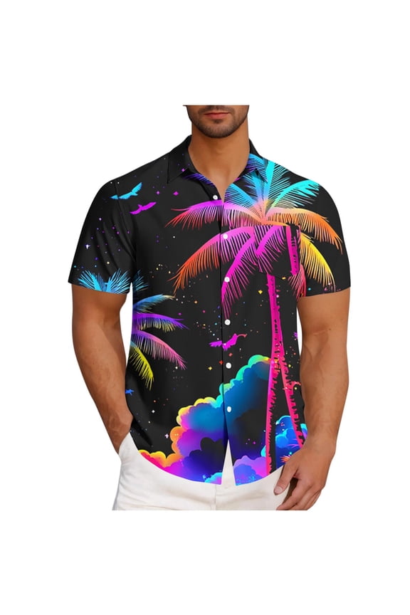 Hawaiian Shirts for Men Wrinkle Free Short Sleeve Beach Shirts Button Down Tropical Aloha Casual Summer Party Holiday Shirts