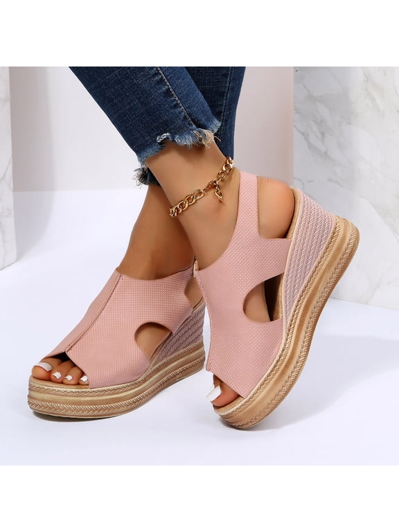 Orthopedic Sandals for Women 2025 Casual Wedge Sandals Open Toe Platform Wedges Buckle Ankle Strap Leather Sandals Espadrilles Beach Heels Sandals