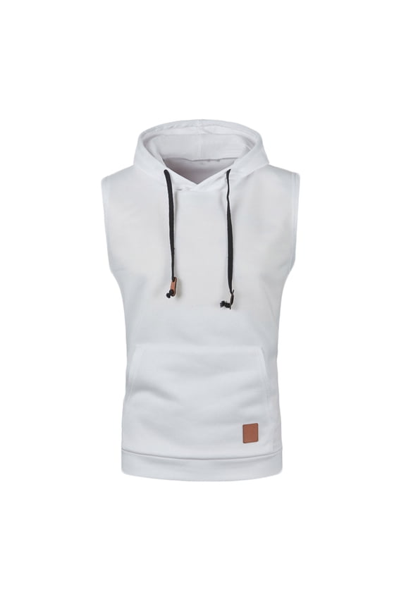 ZVNAΖH Men's Hooded Sweatshirts Drawstring Pockets Sleeveless Hoodies Sports Pullover Tops