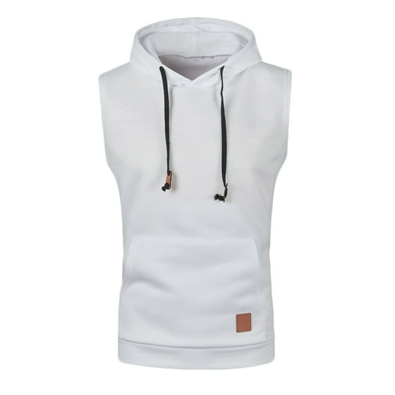 ZVNAΖH Men's Hooded Sweatshirts Drawstring Pockets Sleeveless Hoodies Sports Pullover Tops