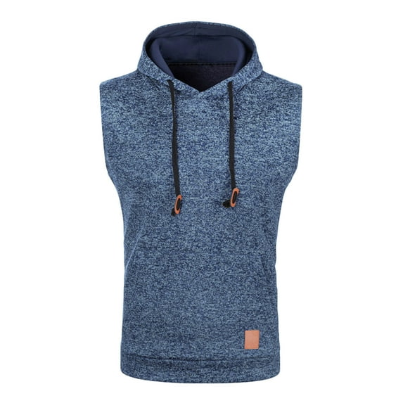 ZVNAΖH Men's Hooded Sweatshirts Drawstring Pockets Sleeveless Hoodies Sports Pullover Tops