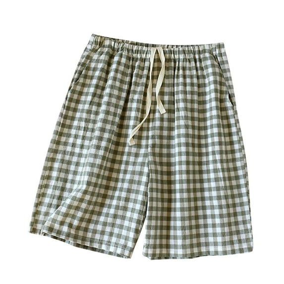 ZVNAΖH Mens Pajama Shorts, Men's Plaid Drawstring Sleep Shorts Lounge Shorts Homewear