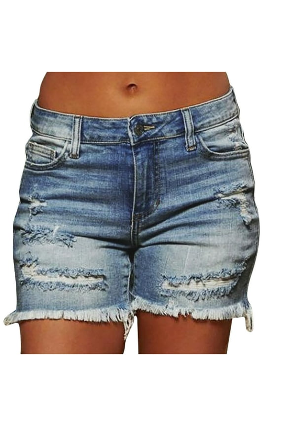 ZVNAΖH Womens Plus Size Stretchy Denim Shorts High Waisted Jean Shorts Ripped Denim Shorts