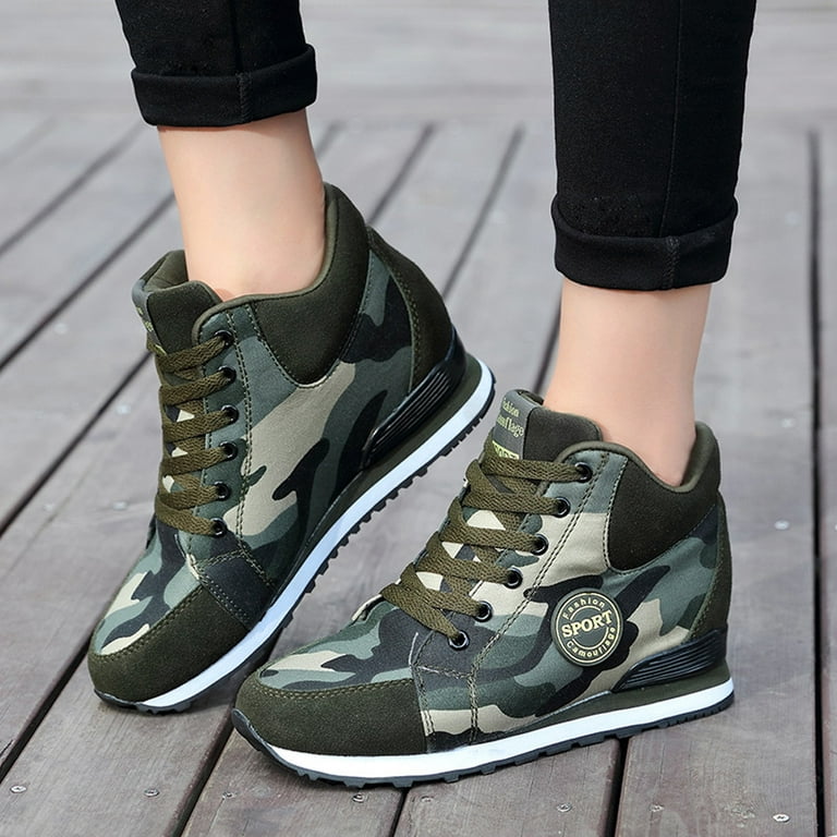 Summer Savings Clearance! Zpanxa Womens Casual Shoes Women Outdoor Canvas  Casual Camouflage Shoes Thick-Soled Lace-Up Shoes Sneakers Camouflage 35 