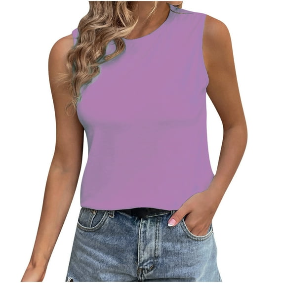 ibuvkizy Womens Tank Tops Loose Fit,Women Fashion Summer Sexy Sleeveless Solid Color Light Loose Ventilation T-Shirt
