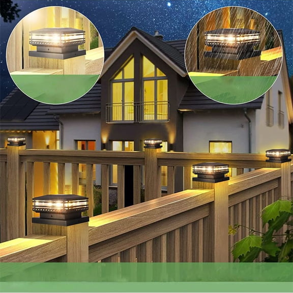 Summer Savings Clearance karymi 2 Pack Solar Post Lights Outdoor Solar Post Cap Lights IP55 Solar Fence Lights for 3.5x3.5 4x4 5x5 in Patio Decks Walkway and Garden Decoration Apartment Essentials