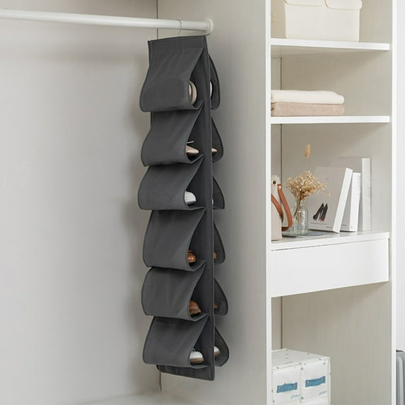 karymi Hanging Shoe Organizer for Closet with 12 Large Pockets Roating Hanger for Storage Mens Shoes, Clothes, Also Can Used As Travel Shoe Rack Hanging Home Decor