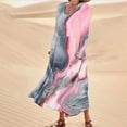 thumbnail image 1 of Summer Savings Clearance! pstuiky Dresses for Women, Women Cotton and Linen Dress Long Sleeve Crew Neck Dress Printed Dress and Ankle Dress Casual Holiday Dress with Pockets Leisure Pink M, 1 of 5