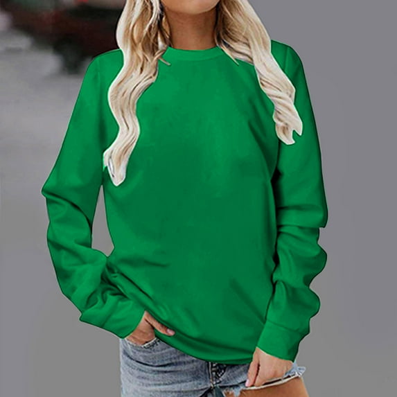 pstuiky Sweatshirt for Women, Women Long Sleeves Solid Color Casual Crewneck Sweatshirt Pullover Sweatshirt Tunic Tops Oversized Sweatshirt for Women Leisure
