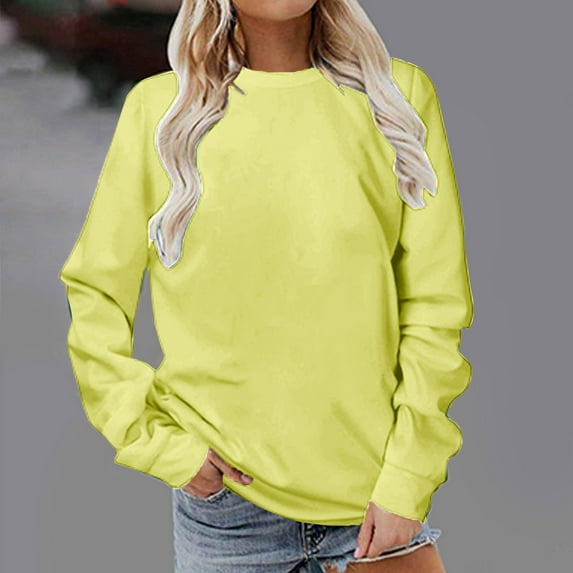 pstuiky Sweatshirt for Women, Women Long Sleeves Solid Color Casual Crewneck Sweatshirt Pullover Sweatshirt Tunic Tops Oversized Sweatshirt for Women Leisure