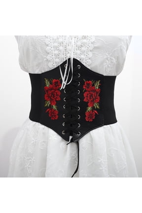 Corset Waist Belt for Women, Wide Elastic Tie Waspie Belt for Dresses