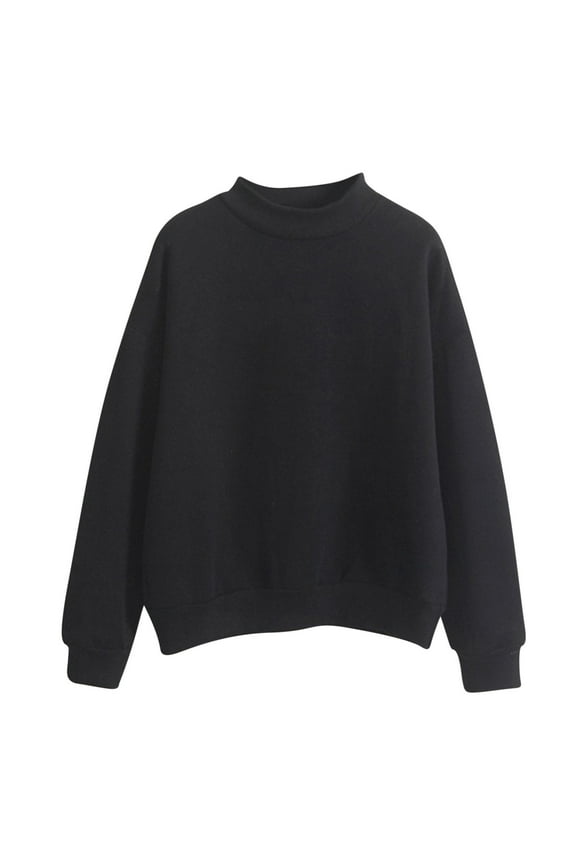 Crewneck Sweatshirts for Women Solid Color Long Sleeve Casual Loose Fit Pullover Tops Trendy Sweatshirt Fall Clothes