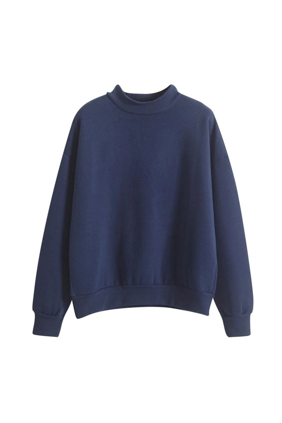 Crewneck Sweatshirts for Women Solid Color Long Sleeve Casual Loose Fit Pullover Tops Trendy Sweatshirt Fall Clothes