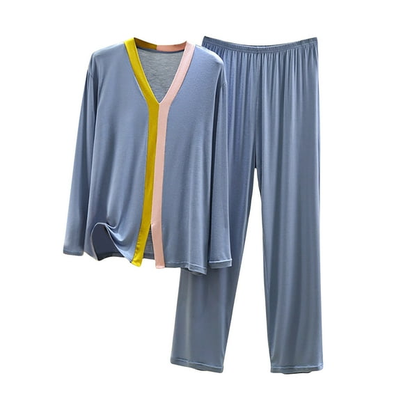 yievot Lounge Sets for Women Long Sleeved Cotton Two Piece Tops and Pants Pajamas Loungewear
