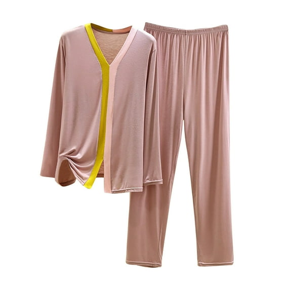 yievot Lounge Sets for Women Long Sleeved Cotton Two Piece Tops and Pants Pajamas Loungewear