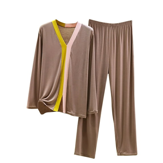 yievot Lounge Sets for Women Long Sleeved Cotton Two Piece Tops and Pants Pajamas Loungewear
