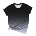 thumbnail image 1 of yievot Summer Casual Basic T-Shirt for Women Gradient Print Round Neck Short Sleeve Tees Tops, 1 of 5