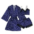 thumbnail image 1 of Summer Savings Clearance! yievot Women 3 Piece Pajama Sets Lace Camisole and Shorts with Robe Ladies Sleepwear, 1 of 3