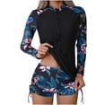 thumbnail image 1 of yievot Women Long Sleeve Bathing Suit Two Piece Swimsuit with Boyshorts Zipper Front Swimwear Diving Suit Surfing Suit, 1 of 7