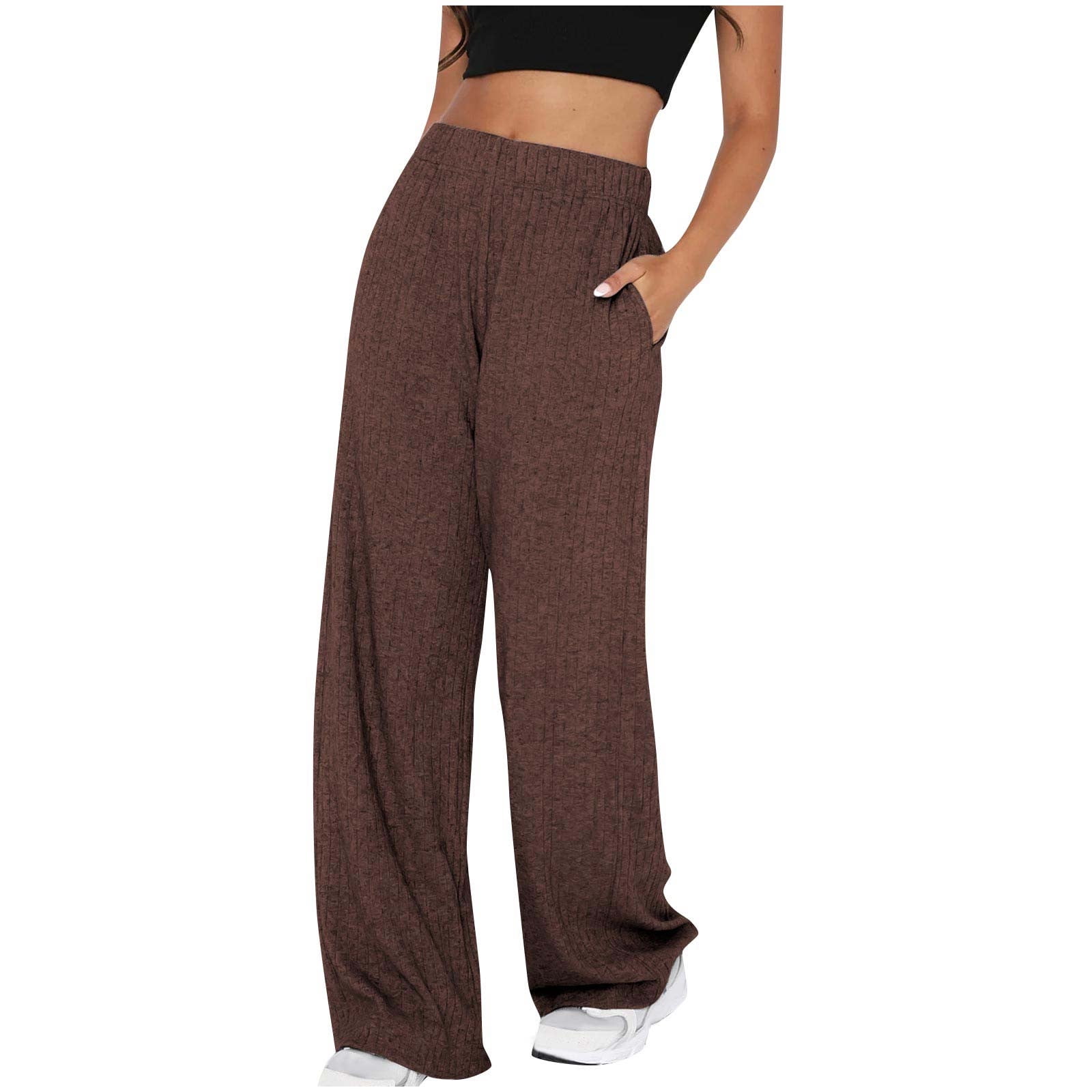 yievot Women Lounge Pants Casual Ribbed Knit Elastic Waist Loose